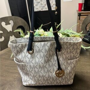 Michael Kors Black and Cream Logo Tote